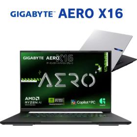 【 copilo+PC 】GIGABYTE 16インチ ゲーミングノートパソコン AERO X16 AMD Ryzen AI 7 350 メモリ 32GB SSD 1TB GPU NVIDIA GeForce RTX 5070 Windows 11 pro 軽量 高画質 WQXGA 165Hz ギガバイト ノートパソコン 新品 1WH93JPC64DP 【代引・時間指定不可】
