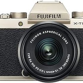 【中古】【39shop】富士フイルムFUJIFILM★ミラーレス一眼 X-T100レンズキット シャンパンゴールド X-T100LK-G（非常に良い）