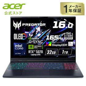 Acer ゲーミングノートパソコン Predator Helios Neo 16S AI Core Ultra 7 255HX RTX 5070 32GBメモリー 1TB SSD 16インチ WQXGA WiFi 6E 高速有線LAN 日本語キーボード PHN16S-71-F73Z57