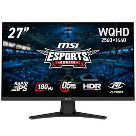 【中古】MSI ゲーミングモニターMAG 274QF 27インチ/WQHD/RAPID IPSパネル/180Hz/0.5ms（GTG、最小値）/HDMI/DP/Adaptive-Sync/HDR/AIビジョン/メーカー3