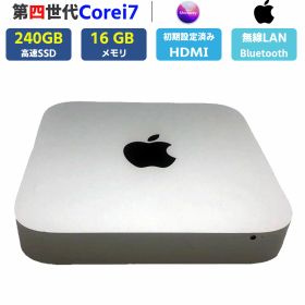 中古PC ディスクトップパソコン 小型ミニPC 第四世代 メモリ16GB 高速SSD240GB Intel Core i7-4578U 3.00GHz Apple Mac mini A1347 Late 2014 macOS Monterey 12.6 無線 BT HDMI 中古パソコン