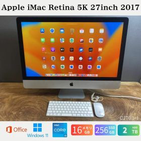 【中古】送料無料［高性能/美品］Apple iMac Retina 5K 27インチ2017 / i5 3.8GHz / 16GB / SSD256GB HDD2TB / GPU8GB/ Windows 11 / Office 2024 /CJ703-1整備品 保証あり 初期設定不要 無料サポート