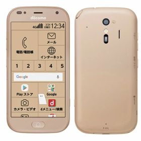 【中古】Bランク【やや傷や汚れあり】 SIMフリー F-01L FUJITSU(富士通） らくらくスマートフォン me ゴールド 利用制限〇(白ロム) 送料無料