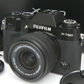 【中古】【美品】富士フイルム FUJIFILM X-T50 XC15-45mmレンズキット [ブラック]（センサー清掃済み） CA01-R5265-2K2 Xマウント APS-C 5軸手ブレ補正 EVF 標準ズーム レンズ付き セット 中古