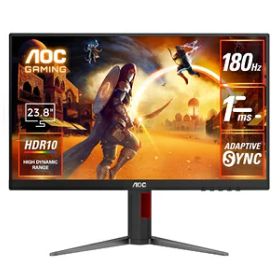 【中古】 AOC モニター ディスプレイ 24G4/11, 23.8インチ, 1920×1080@180Hz, 1ms(MPRT), HDMI2.0 x 1/ DP1.4x1, 昇降(高さ調整)/チルト/スイーベル/ピボット(縦回転),ブルーライト低減, フリッカーフリー, Adaptive Sync, HDR10 保証