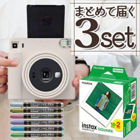 【チェキ フィルム20枚＆デコペンセット】 富士フイルム チェキスクエア instax SQUARE SQ1(SQ-1) チョークホワイト チェキ カメラ スクエア型 ましかくチェキ 真四角チェキ 白 ホワイト おしゃれ 可愛い スクエアチェキ スクエア 四角（富士フィルム フジフイルム）