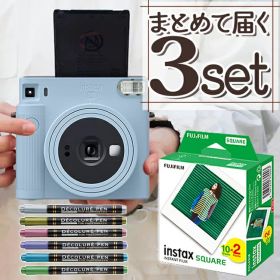【チェキ フィルム20枚＆デコペンセット】 富士フイルム チェキスクエア instax SQUARE SQ1(SQ-1) グレイシャーブルー チェキ カメラ スクエア型 ましかくチェキ 真四角チェキ 水色 ブルー おしゃれ 可愛い スクエアチェキ（富士フィルム フジフイルム）（デジタルライフ）