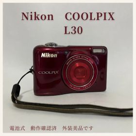 外装美品 Nikon COOLPIX L30 レッド 単三電池 コンデジ 動作品