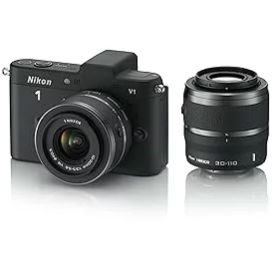 【中古】【39shop】Nikon★ミラーレス一眼カメラ Nikon 1 ニコンワン V1 ブイワン ダブルズームキット ブラック N1 V1WZ BK（良い）