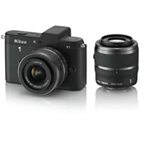 【中古】(非常に良い)Nikon ミラーレス一眼カメラ Nikon 1 (ニコンワン) V1 (ブイワン) ダブルズームキット ブラック N1 V1WZ BK