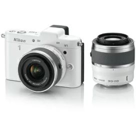 【中古】 Nikon ミラーレス一眼カメラ Nikon 1 (ニコンワン) V1 (ブイワン) ダブルズームキット ホワイト N1 V1WZ WH