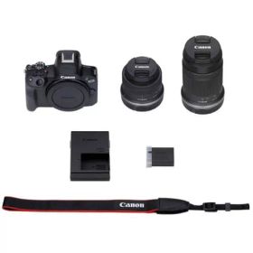 【納期約3週間】【代引不可】【お一人様1点まで】◎キヤノン デジタル一眼カメラ EOS R50 ダブルズームキット ブラック EOSR50WZK BK