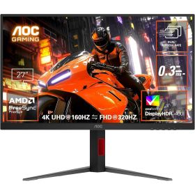 AOC U27G4/11 ゲーミング液晶ディスプレイ 27型/ 3840×2160/ HDMI、DisplayPort/ ブラック/ スピーカー：なし/ 160/ 320Hz