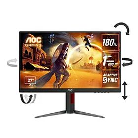 AOC(エーオーシー) 27G4/11 ゲーミングモニター ブラック ＆ レッド ［27型 /フルHD(1920×1080) /ワイド /180Hz］ 27G411 [振込不可]