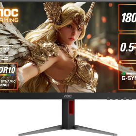 ◆新品未開封品◆AOC ゲーミングモニター 27インチ, 1920×1080@180Hz, 0.5ms, HDMI2.0 x 1/ DP1.4x1, 昇降(高さ調整)/チルト/スイーベル/ピボット(縦回転), G-Sync Compatible対応, Adaptive Sync, HDR10, フリッカーフリー 27G4/11◆6973985231353◆