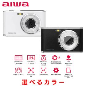 aiwa(アイワマーケティング) aiwa アイワ コンパクトデジタルカメラ aiwa cam DCB ブラック/ホワイト JA4-DCM0001 BK/WH