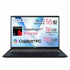 ASUS ノートパソコン Vivobook 16 X1607QA 16インチ Qualcomm Snapdragon X X1-26-100 メモリ16GB SSD 512GB Windows 11 バッテリー駆動 22.2時間 重量 1.88kg