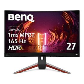 【中古】BenQ MOBIUZ EX2710R 湾曲ゲーミングモニター (27インチ/WQHD/湾曲1000R/165Hz 2.1ch treVoloスピーカー/VA/1ms/HDRi/HDR400/高機能スタンド/リモコン付属/ゲームモード(FPS/RPG/レーシング)