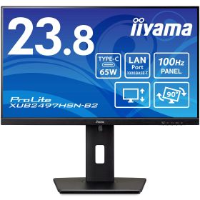 iiyama モニター ディスプレイ ProLite XUB2497HSN-B2 23.8インチ フルHD USB Type-C IPS方式 高さ調整 角度調整 縦回転 HDMI DisplayPort LANポート 3年メーカー保証 国内サポート