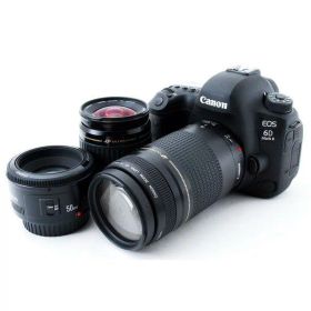 【中古】キヤノン Canon EOS 6D Mark II 標準&超望遠＆単焦点トリプルレンズセット当店保証30日間 人気モデル 高画質 売れ筋