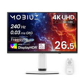 BenQ｜ベンキュー ゲーミング液晶ディスプレイ(26.5型/OLED/4K UHD 3840×2160/240Hz/0.03ms/HDR/HDMI2.1/DP1.4/USB Type-C/3年保証)(ホワイト) MOBIUZシリーズ EX271UZ