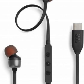 JBL TUNE310C USB Type-C イヤホン 有線 ハイレゾ対応 DAC内蔵 96kHz/24bit マイク付き リモコン付き インイヤーイヤホン JBL Pure Bass EQ切替対応 フラットケーブル ブラック JBLT310CBLK