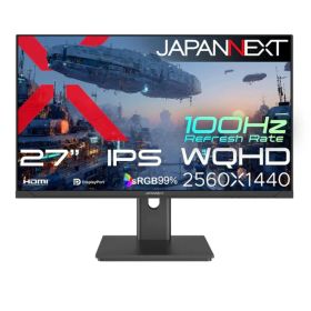 ジャパンネクスト [JN-IPS27Q3-HSP] 27インチ ワイド液晶ディスプレイ(2560x1440/IPS/DP/HDMI/高さ調整/スイベル/ピボット/非光沢/2年保証)