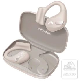 JVCケンウッド Victor HA-NP50T ワイヤレスイヤホン bluetooth オープンイヤー 耳をふさがない ながら聴き マルチポイント 耳掛け 最大38時間再生 ステッカー付 ベージュ HA-NP50T-CA