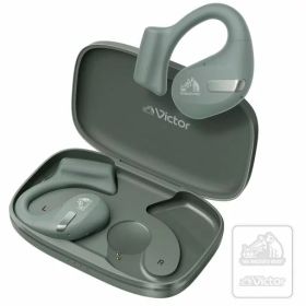JVCケンウッド Victor HA-NP50T-GA ワイヤレスイヤホン Bluetooth オープンイヤー 耳をふさがない ながら聴き マルチポイント 耳掛け 最大38時間再生 マイク付き セージグリーン ステッカー付