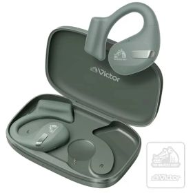 JVCケンウッド Victor HA-NP50T ワイヤレスイヤホン bluetooth オープンイヤー 耳をふさがない ながら聴き マルチポイント 耳掛け 最大38時間再生 ステッカー付 セージグリーン HA-NP50T-GA