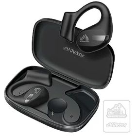 【中古】［非常に良い］JVCケンウッド Victor HA-NP50T-BA ワイヤレスイヤホン Bluetooth オープンイヤー 耳をふさがない ながら聴き マルチポイント 耳掛け 最大38時間
