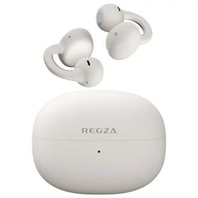 REGZA レグザ ワイヤレスイヤホン RB-A1S 耳を塞がない オープンエアー型 ながら聴き マルチポイント接続 Bluetooth5.4 最大34時間再生 IP54 防塵防水 軽量5.6g 通話対応 専用アプリ対応 高音質 低音 アイボリー