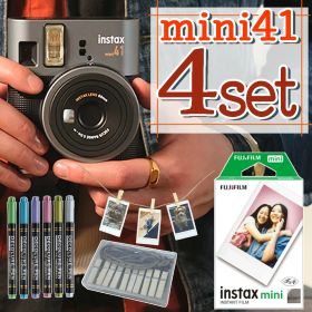 富士フイルム チェキ インスタントカメラ instax mini 41 ブラック＆白フレームフィルム20枚＆デコペン＆ガーランド セット