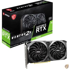 【5日最大2000円クーポン】MSI GeForce RTX 3060 VENTUS 2X 12G OC Gaming Graphics Card - 3060, TORX Fan 3.0, 12 GB GDDR6, 192 Bit, PCI Express Gen 4, DisplayPort v1.4a, HDMI 2.1, Zero Frozr, 1440p Resolution, Ray Tracing