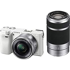 【中古】ソニー ミラーレス一眼 α6000 ダブルズームレンズキット E PZ 16-50mm F3.5-5.6 OSS + E 55-210mm F4.5-6.3 OSS ホワイト ILCE-6000Y W
