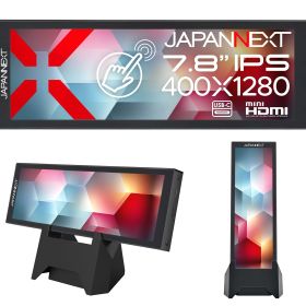 JAPANNEXT 7.8インチ IPSパネル搭載 5点マルチタッチ対応 400×1280解像度 モバイルモニター JN-MD-IPST784 miniHDMI USB-C 小型スタンド同梱 アスペクト比 5:16【2年保証】