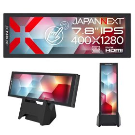 【送料無料】JAPANNEXT JN-MD-IPST784 タッチパネル液晶ディスプレイ 7.8型/ 400×1280/ miniHDMI×1、USB-C×1/ ブラック/ スピーカー無/ 2年保証【在庫目安:お取り寄せ】
