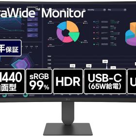 LG ウルトラワイドモニター LG UltraWide Monitor 34U640B-B 34インチ 曲面（1800R）/3440×1440/VA/約10.7億色表示/sRGB 99%/HDR/144Hz/VRR/アンチグレア/フリッカーセーフ/ブルーライト低減モード/省電力モード/HDMI×2/DisplayPort/USB Type-C（最大65W)
