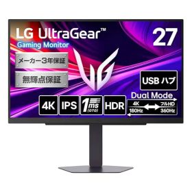 LG ゲーミングモニター LG UltraGear 27G810A-B /27インチ4K（38402160）/IPSパネル/アンチグレア/DisplayHDR 400/VESA Dual Mode（4K＠180Hz/フルHD＠360Hz）/1ms（GTG）/HDMI2 DP1 /USBハブ(Up/Down2)