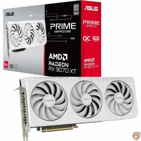 【5日最大2000円クーポン】ASUS Prime Radeon RX 9070 XT ホワイト OC Edition グラフィックスカード (PCIe 5.0、HDMI/DP 2.1、2.5スロットデザイン、axialtechファン、デュアルボールファンベアリング、デュアルBIOS、ASUS GPU Guard)。