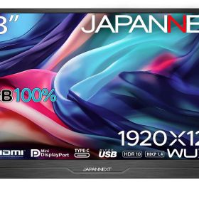 JAPANNEXT 13.3インチ IPSパネル搭載 WUXGA(1920x1200)解像度 モバイルモニター JN-MD-IPS133WUXGAR HDMI miniDisplayPort USB Type-C microUSB sRGB:100% スマートケース付き