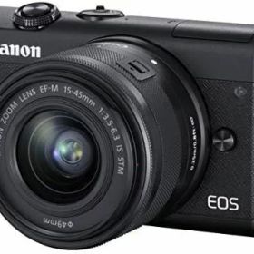 【中古】Canon ミラーレス一眼カメラ EOS M200 標準ズームキット ブラック EOSM200BK-1545ISSTMLK当店保証30日間 人気モデル 高画質 売れ筋