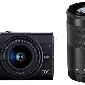 【中古】「非常に良い」Canon ミラーレス一眼カメラ EOS M200 ダブルズームキット ブラック EOSM200BK-WZK