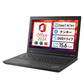 【Win11、Microsoft Office 2024 H&B】Lenovo ThinkPad L570 / 15.6インチ ノートパソコン / CPU:第7世代Core i5 / メモリ:8GB / SSD:256GB / テンキー、DVDドライブ内蔵 / VGA、Mini DP端子 / 無線マウス付属 / レビュー投稿で5年間安心保証