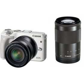 【中古】 キヤノン Canon EOS M3 ダブルズームキット ホワイト EF-M18-55mm F3.5-5.6 IS STM EF-M55-200mm F4.5-6.3 IS STM 付属 EOSM3WH-WZK 当店保証30日間 人気 ミラー