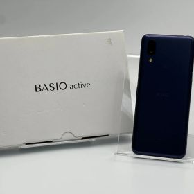 【箱付き中古A】BASIO active SHG09 ネイビー SIMフリー 白ロム