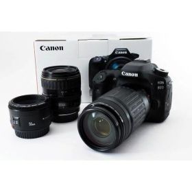 【中古】キヤノン Canon EOS 80D 単焦点&標準&望遠トリプルレンズセット 美品当店保証30日間 人気モデル 高画質 売れ筋