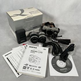 【管T208】PENTAX ペンタックス Q10 シルバー デジタル一眼カメラ ボディ レンズ 付属品あり 動作未確認 現状渡し