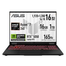 ASUS ゲーミングノートPC TUF Gaming A16 FA608UH 16インチ RTX 5050 AMD Ryzen 7 260 メモリ 16GB SSD 1TB リフレッシュレート