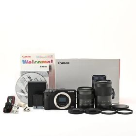 ＜良品＞ Canon EOS M3 ダブルズームキット ブラック｜EF-M18-55mm・EF-M55-200mm付属｜レンズ美品｜元箱付き